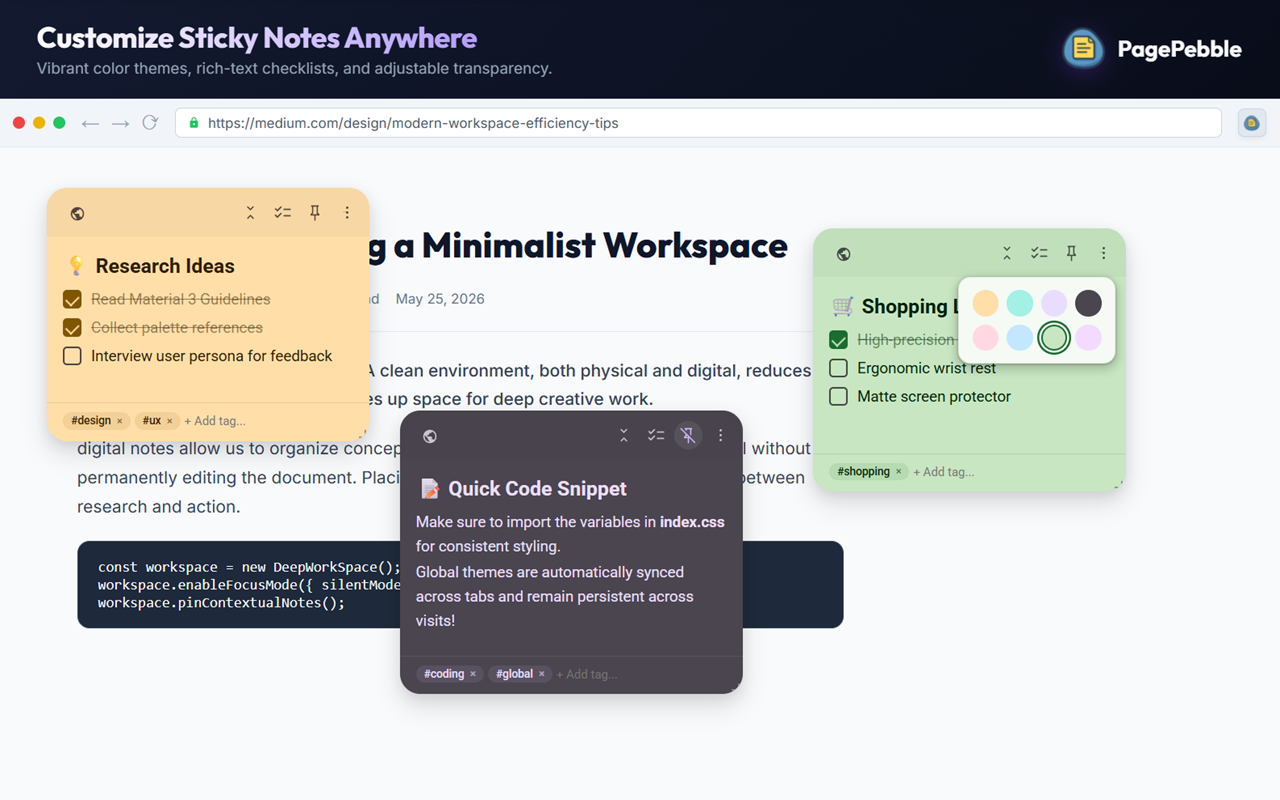 PagePebble - Sticky Notes for Webpages - 截图 2