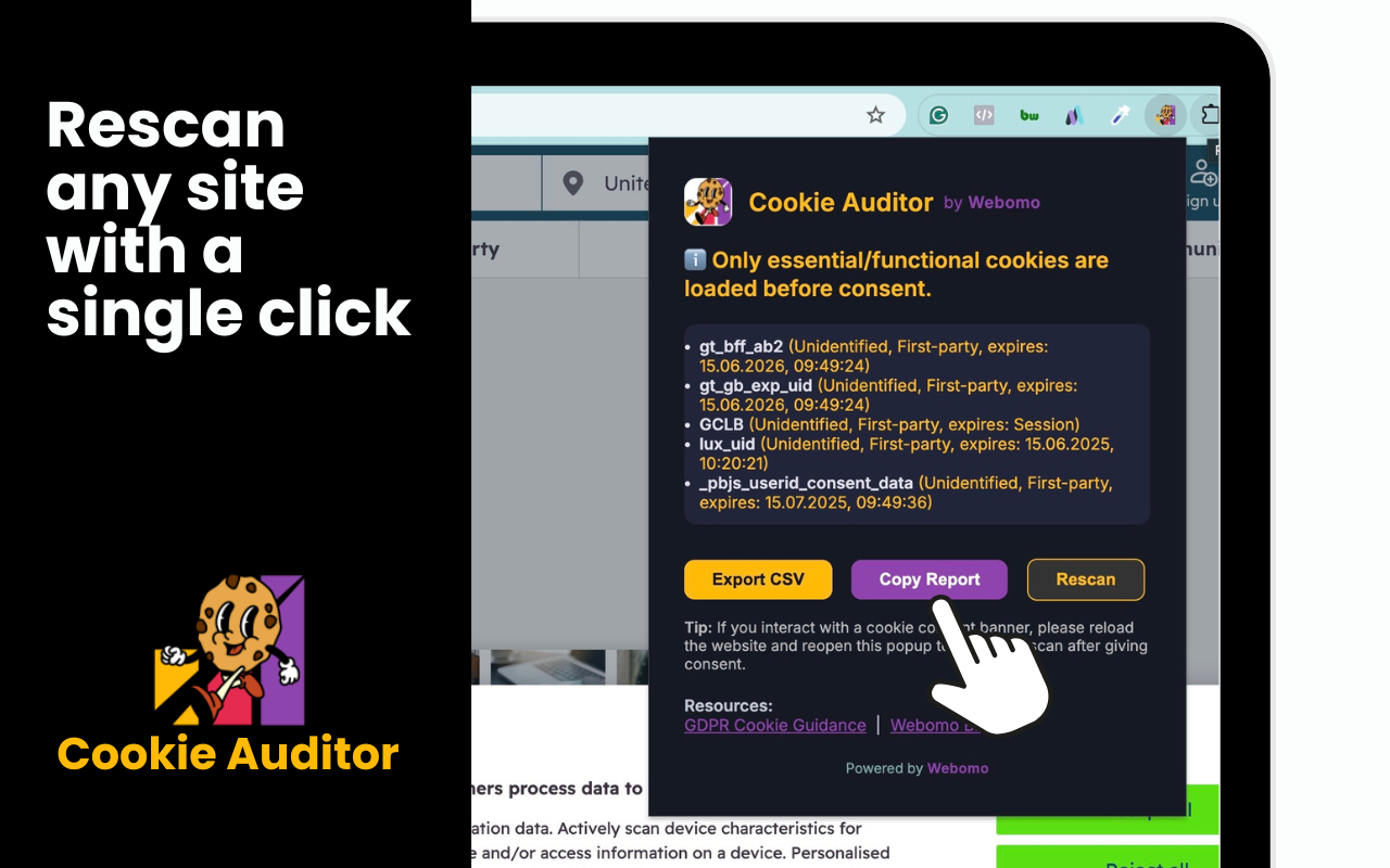 Cookie Auditor by Webomo - 截图 2