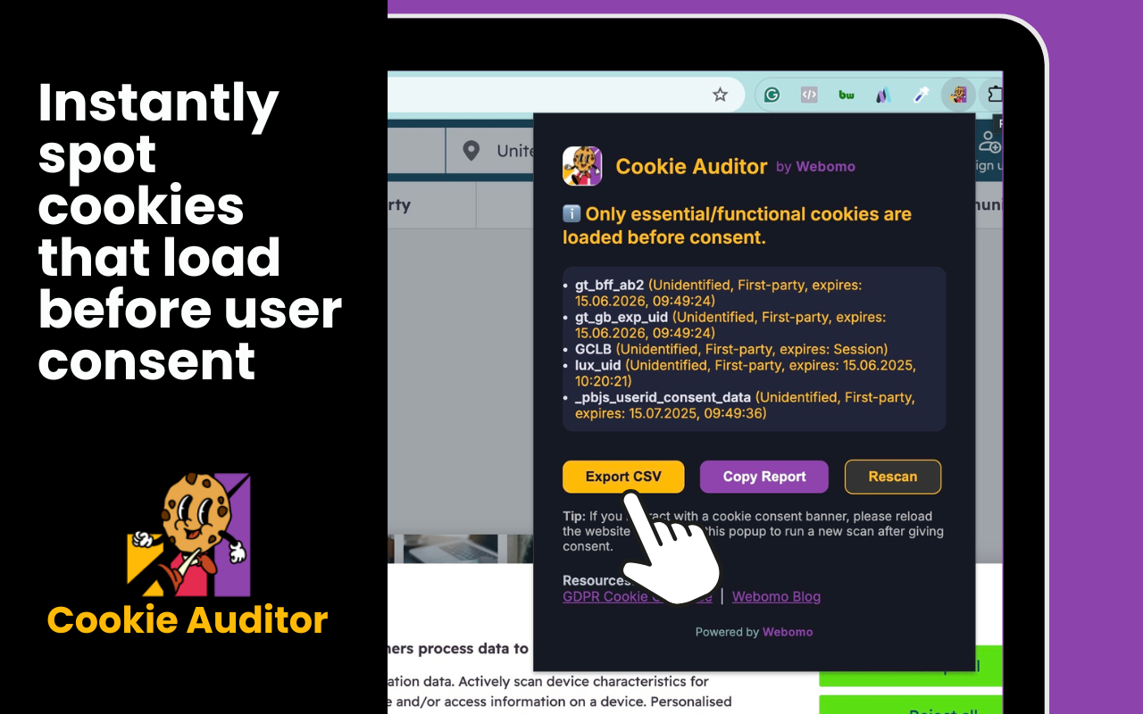 Cookie Auditor by Webomo - 截图 3