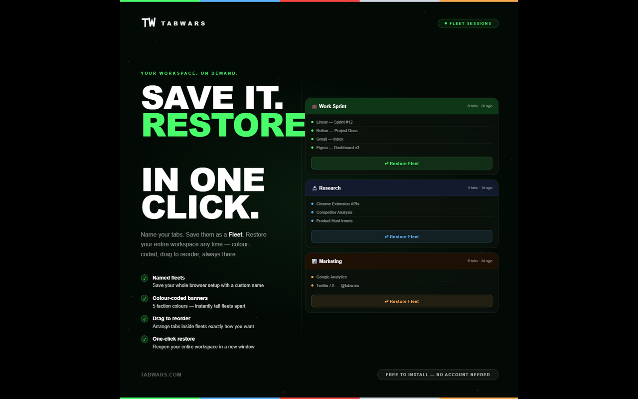 TabWars – Tab Manager & Session Saver - 截图 2