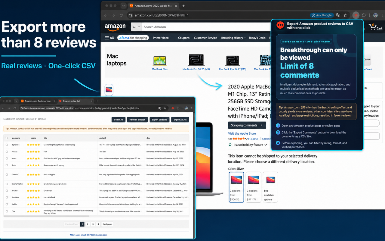 Amazon商品评论一键导出CSV - 截图 3