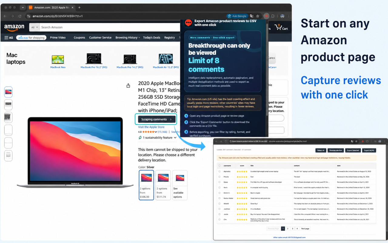 Amazon商品评论一键导出CSV - 截图 4
