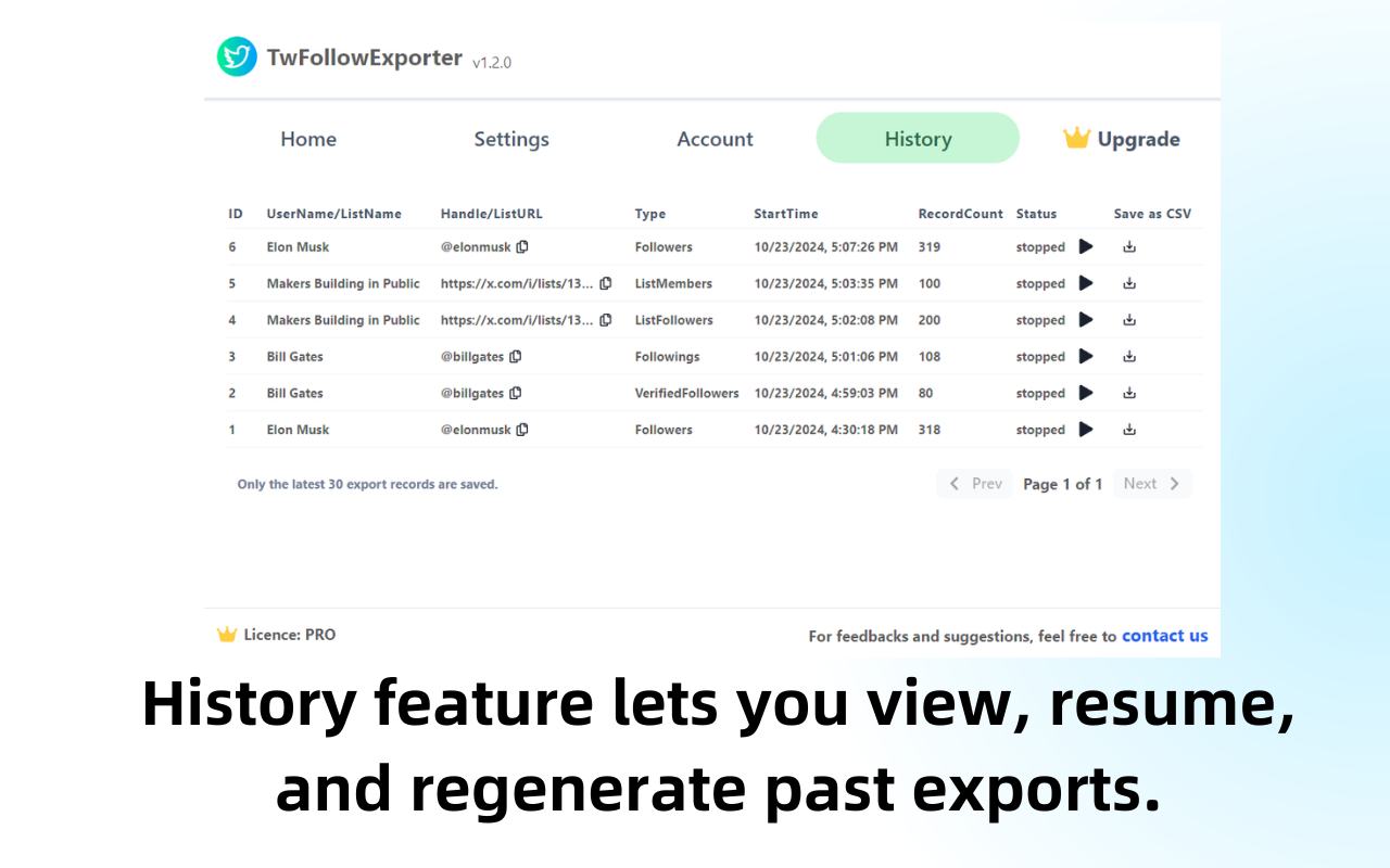 TwFollowExporter - 导出 Twitter 关注者 - 截图 2