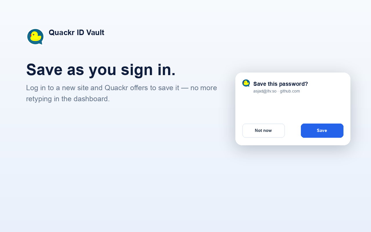 Quackr Vault — Password Manager & Autofill - 截图 2