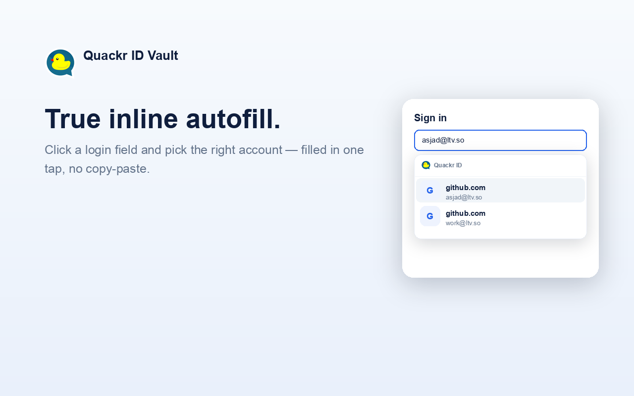 Quackr Vault — Password Manager & Autofill - 截图 3