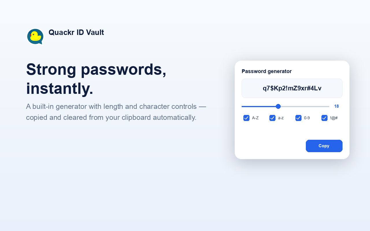 Quackr Vault — Password Manager & Autofill - 截图 4