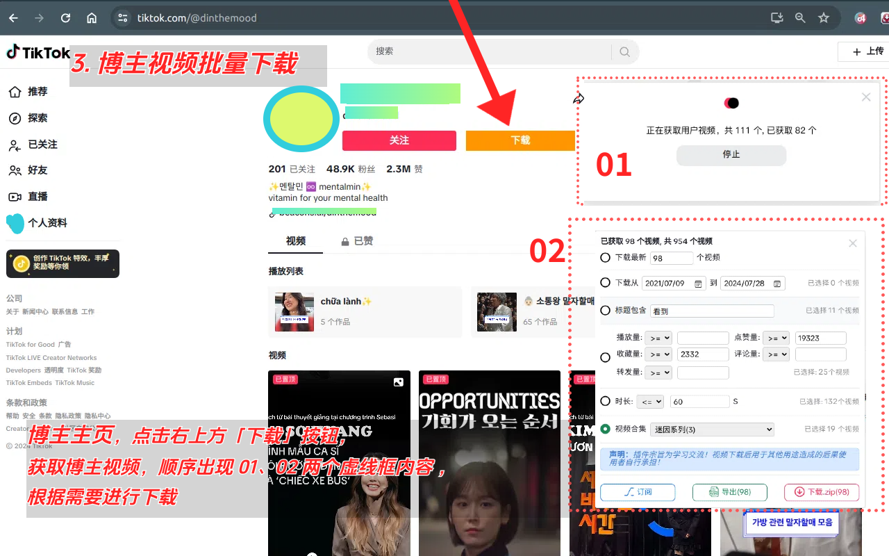 小T--Tiktok视频下载/批量获取助手 - 截图 3