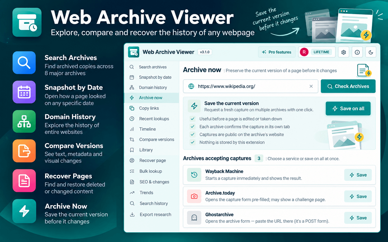 Web Archive Viewer – Internet Archive Search & Website History - 截图 2