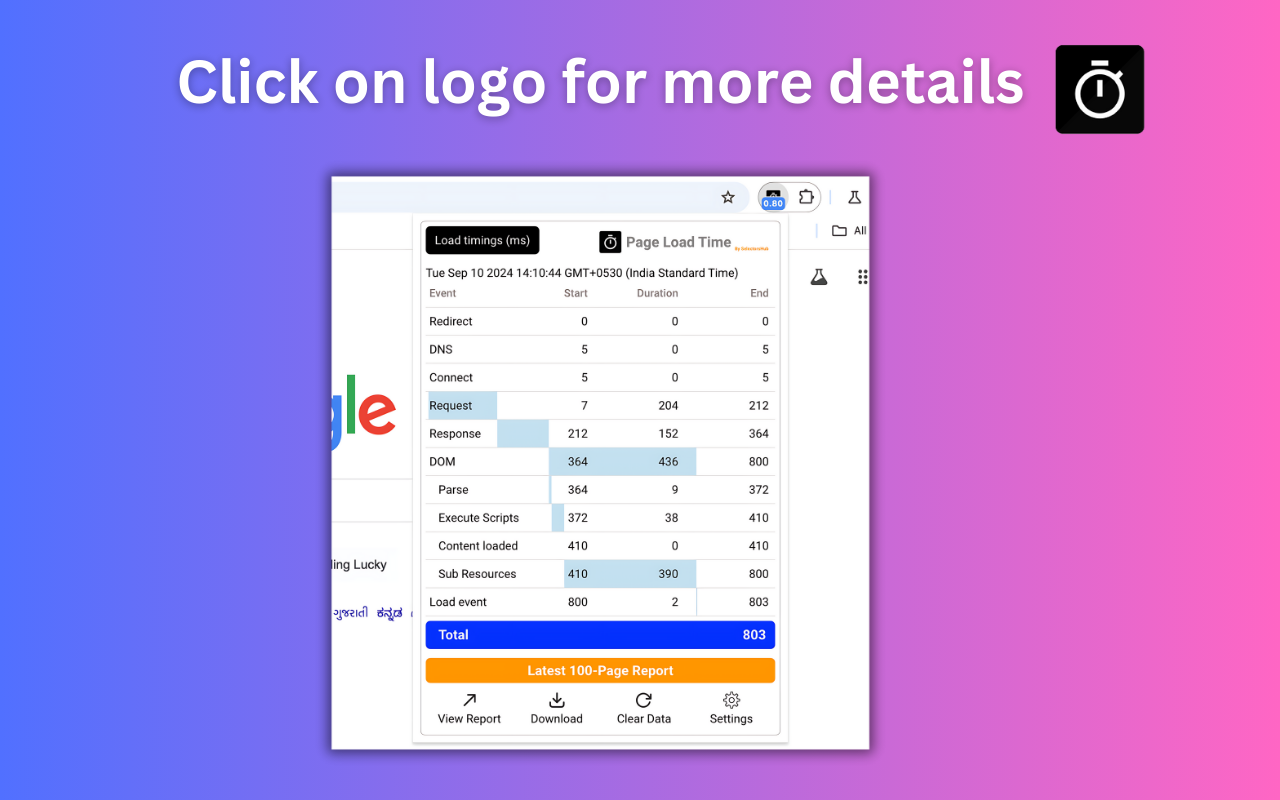 Page Load Timer - 截图 1