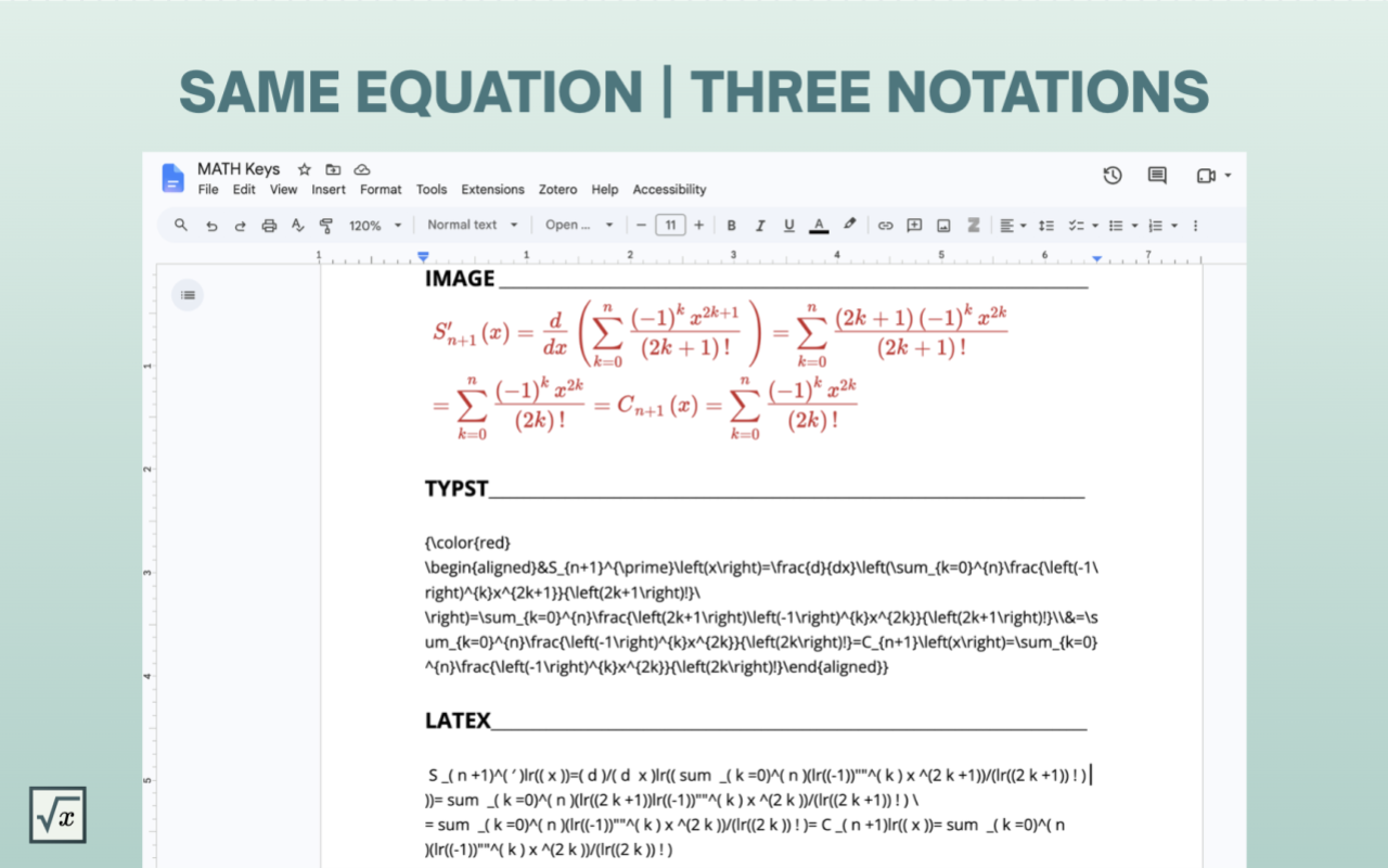 MATH Keys - 方程和公式编辑器 - 截图 3