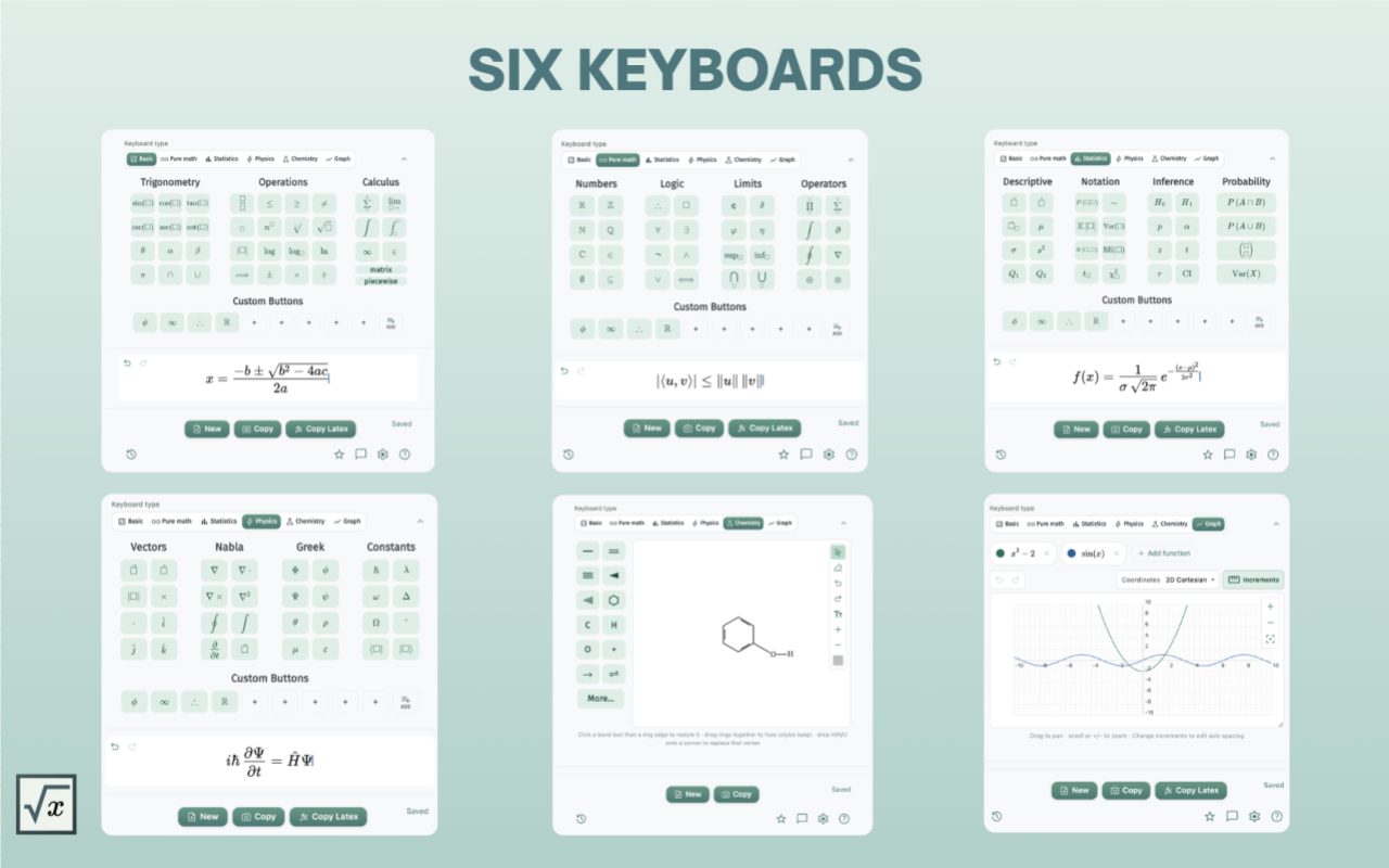 MATH Keys - 方程和公式编辑器 - 截图 4
