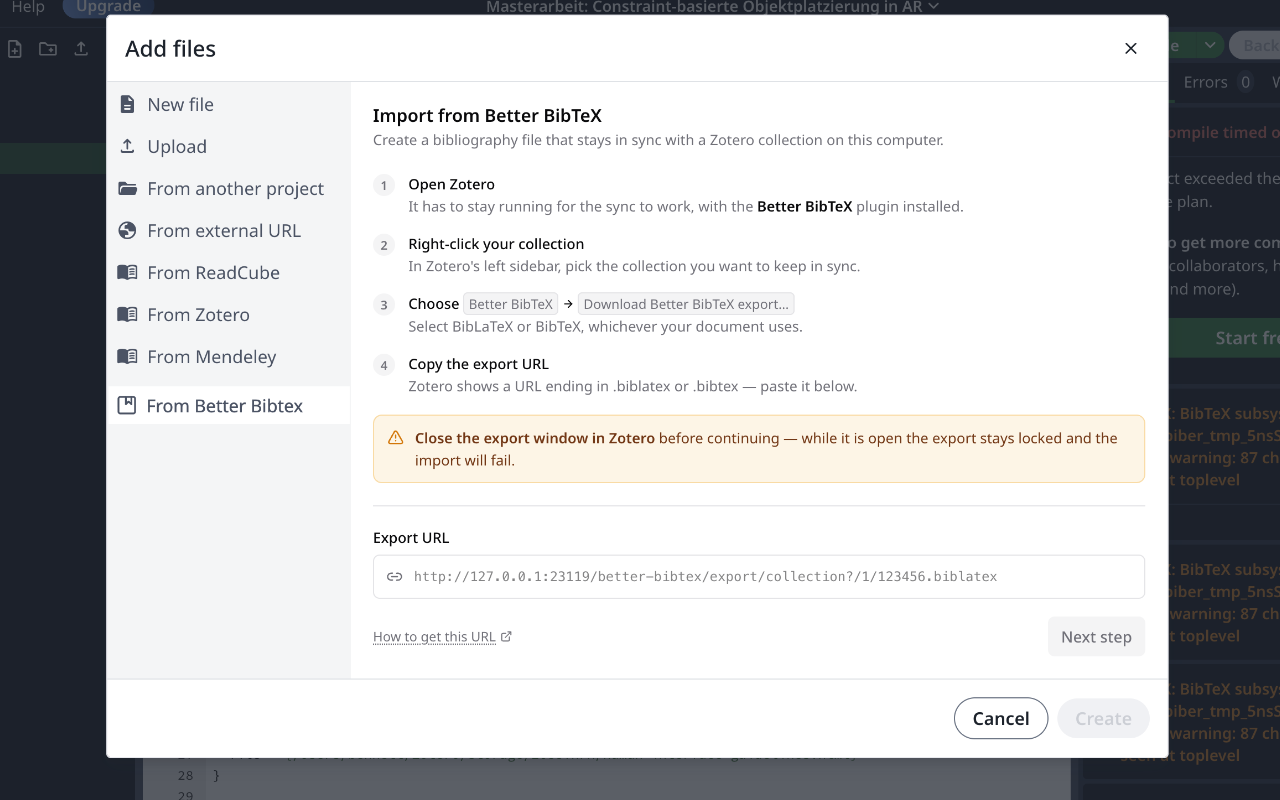 Zotero Better-BibTex to Overleaf - 截图 1