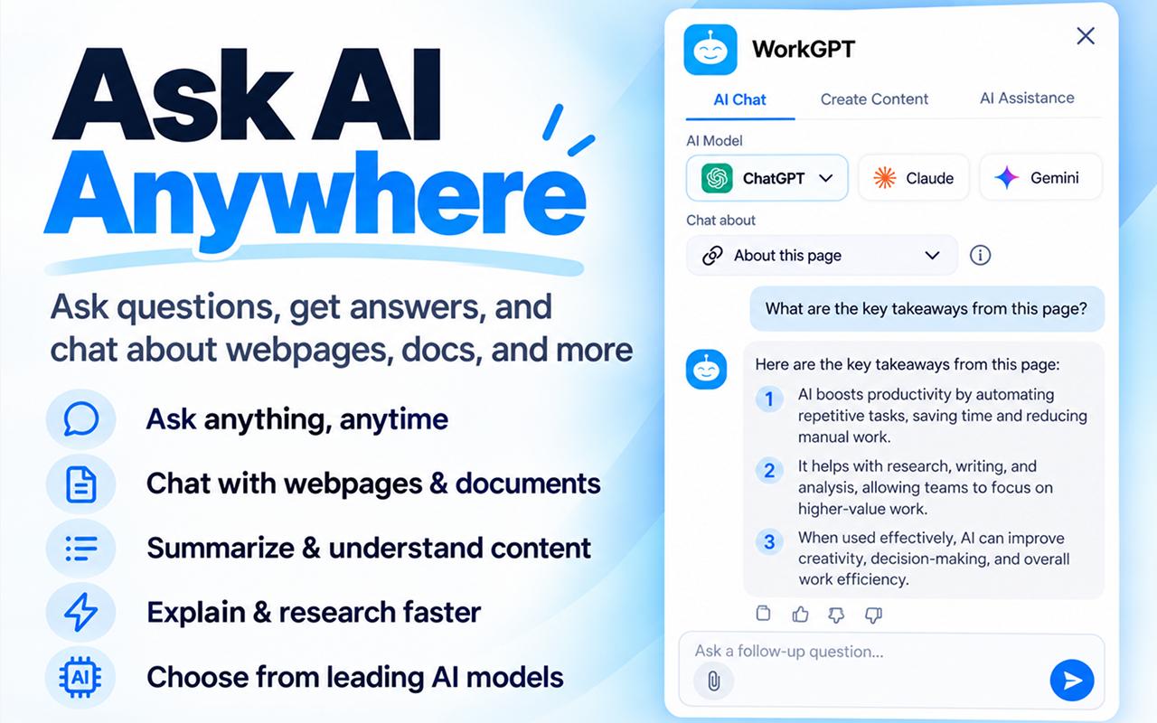 WorkGPT - Your Ultimate AI for Work (with ChatGPT, Gemini, Grok, Claude) - 截图 2