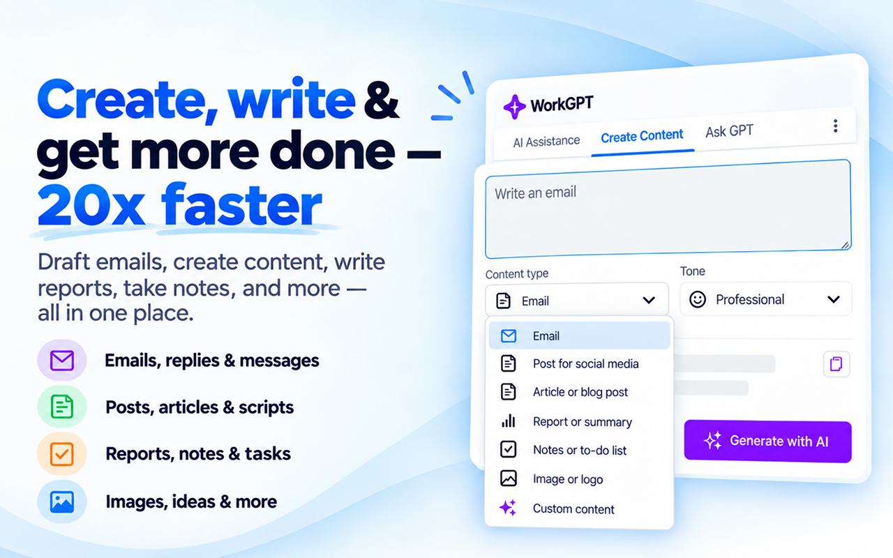 WorkGPT - Your Ultimate AI for Work (with ChatGPT, Gemini, Grok, Claude) - 截图 3