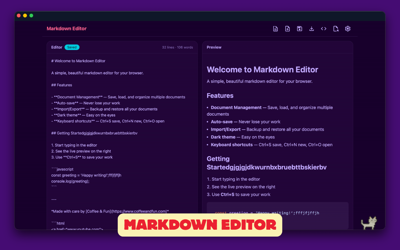 适用于 Chrome™ 的 Markdown 编辑器 - 截图 1