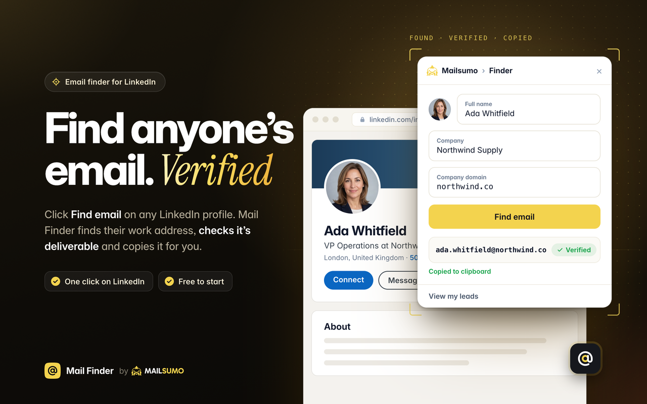 Mail Finder by Mailsumo • Email Finder for LinkedIn - 截图 1