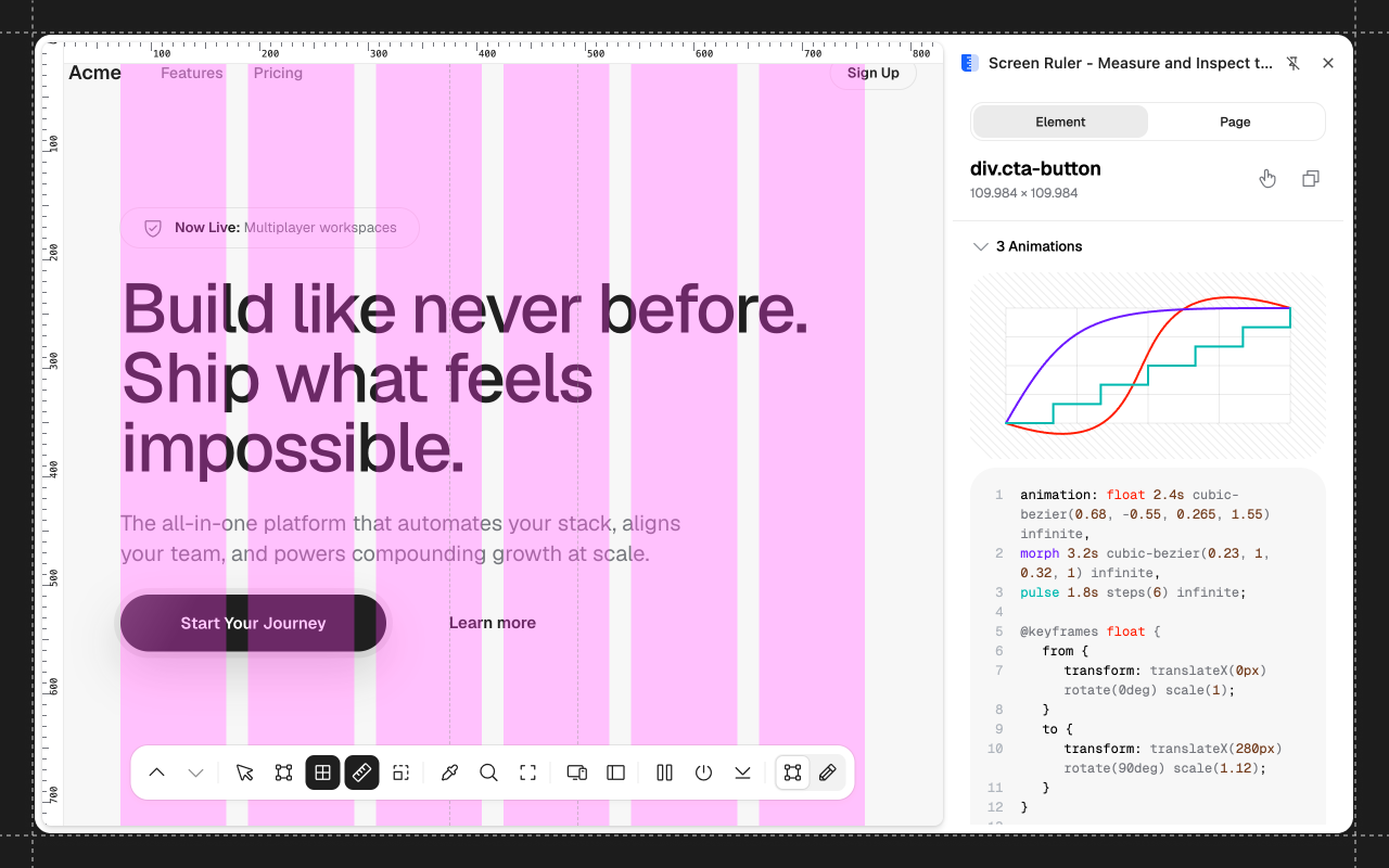 Screen Ruler - 测量和检查网页 - 截图 2