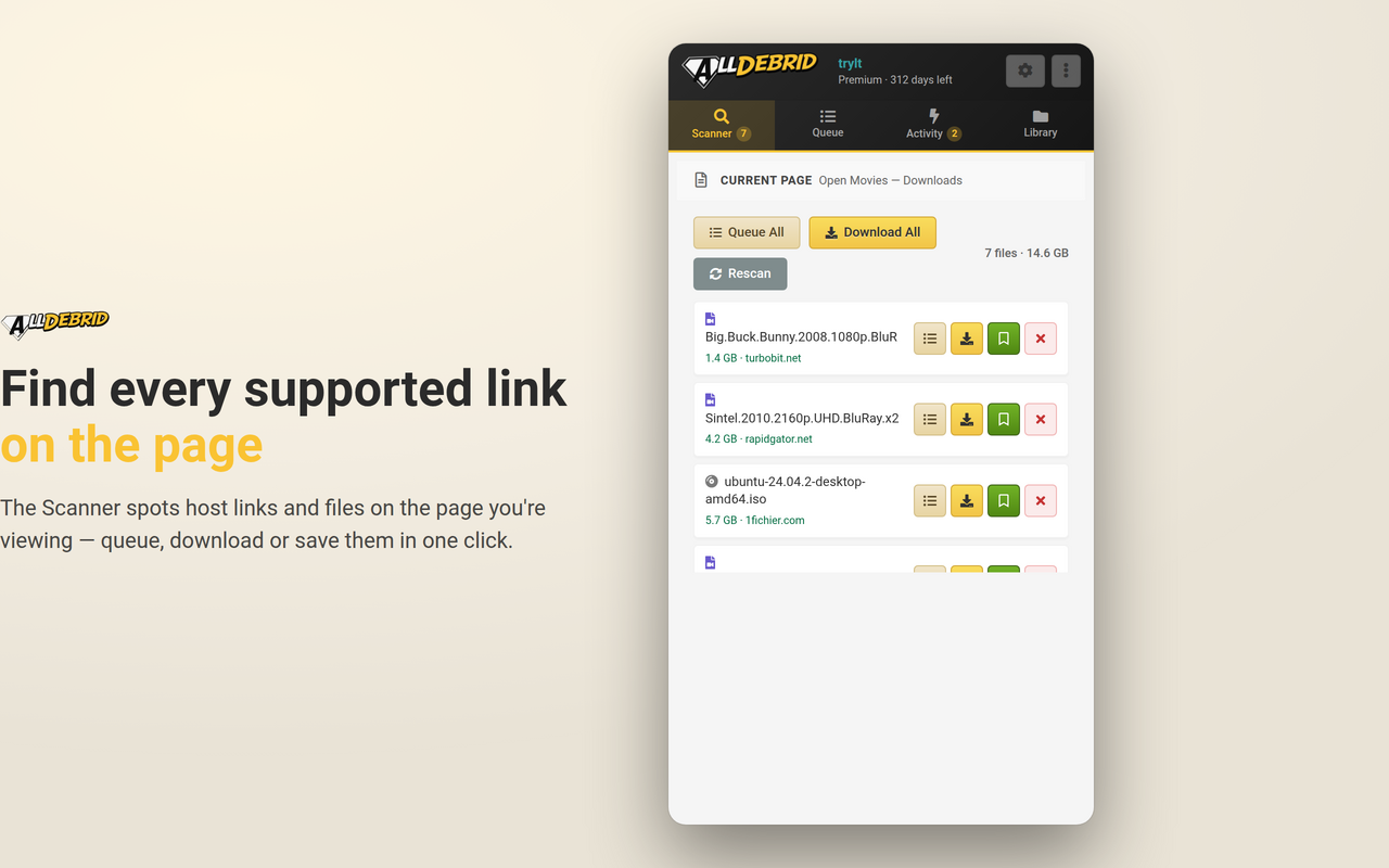 Alldebrid Extension - 截图 1