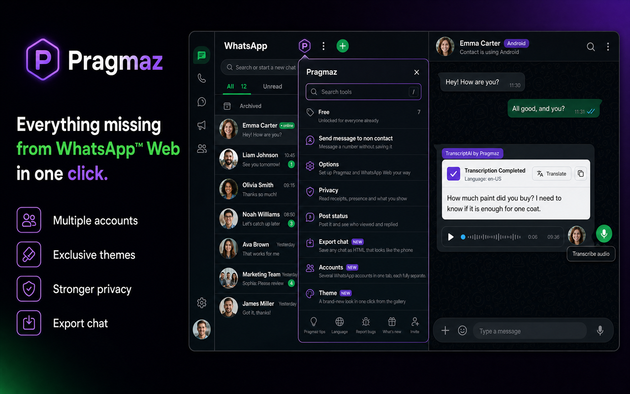 Pragmaz for WhatsApp™ Web - 截图 1