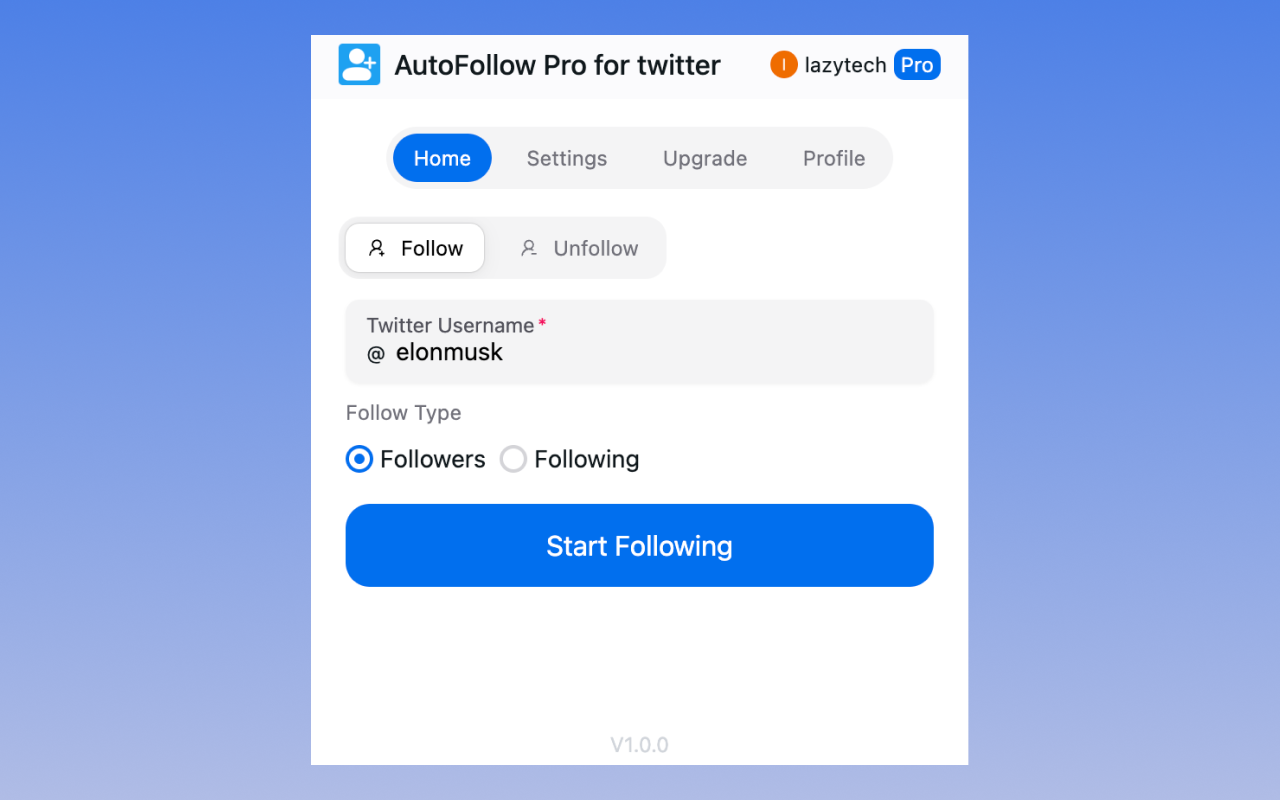 Twitter 自动关注 Pro - 截图 1