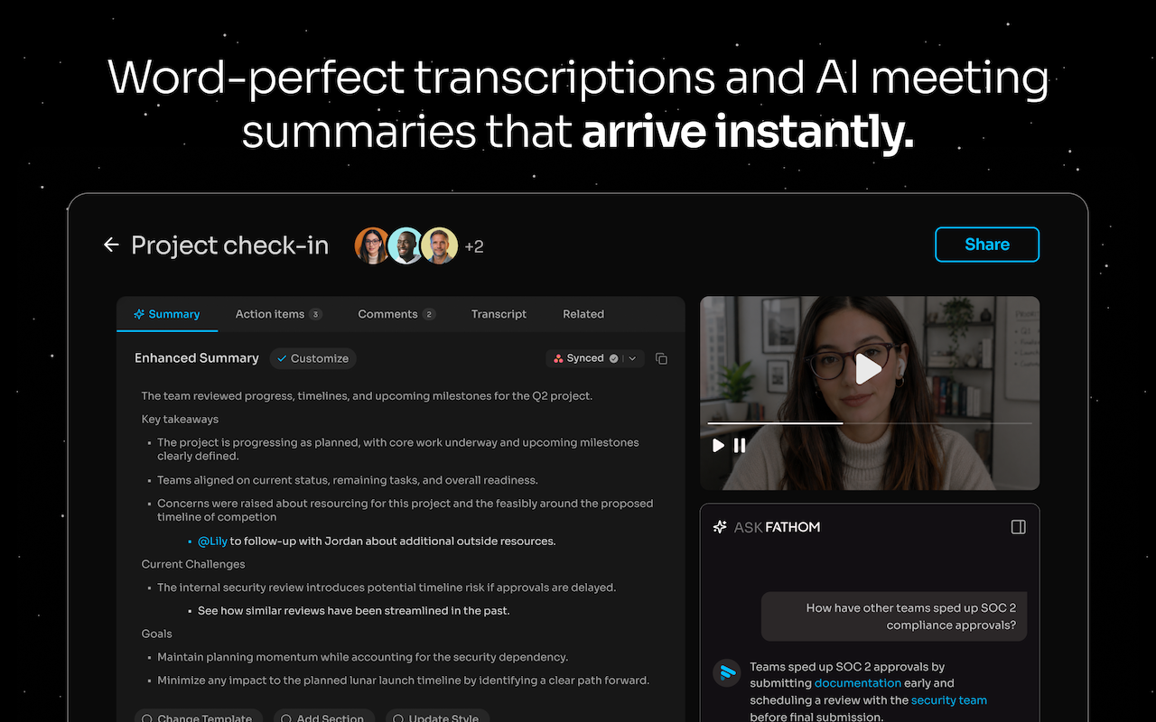 Fathom AI Note Taker for Google Meet - 截图 3
