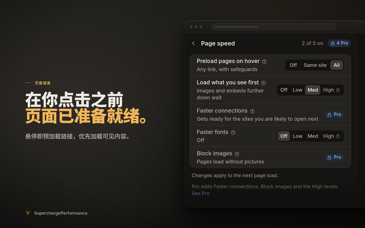 Chrome加速：标签休眠·省内存·广告拦截 | SuperchargeBrowser - 截图 3