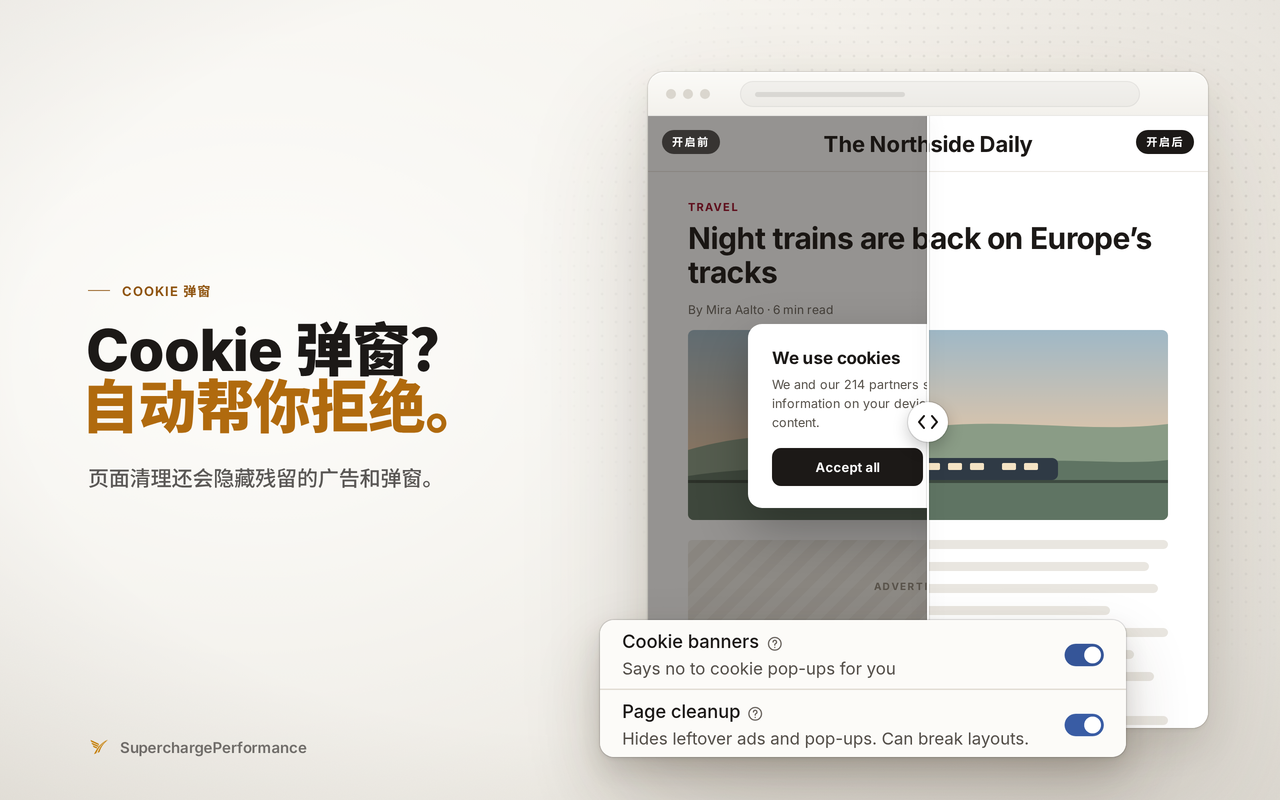 Chrome加速：标签休眠·省内存·广告拦截 | SuperchargeBrowser - 截图 4