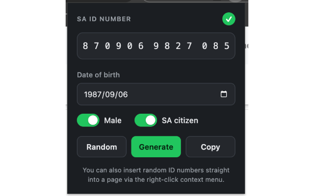 SA ID Number Tools - 截图 2
