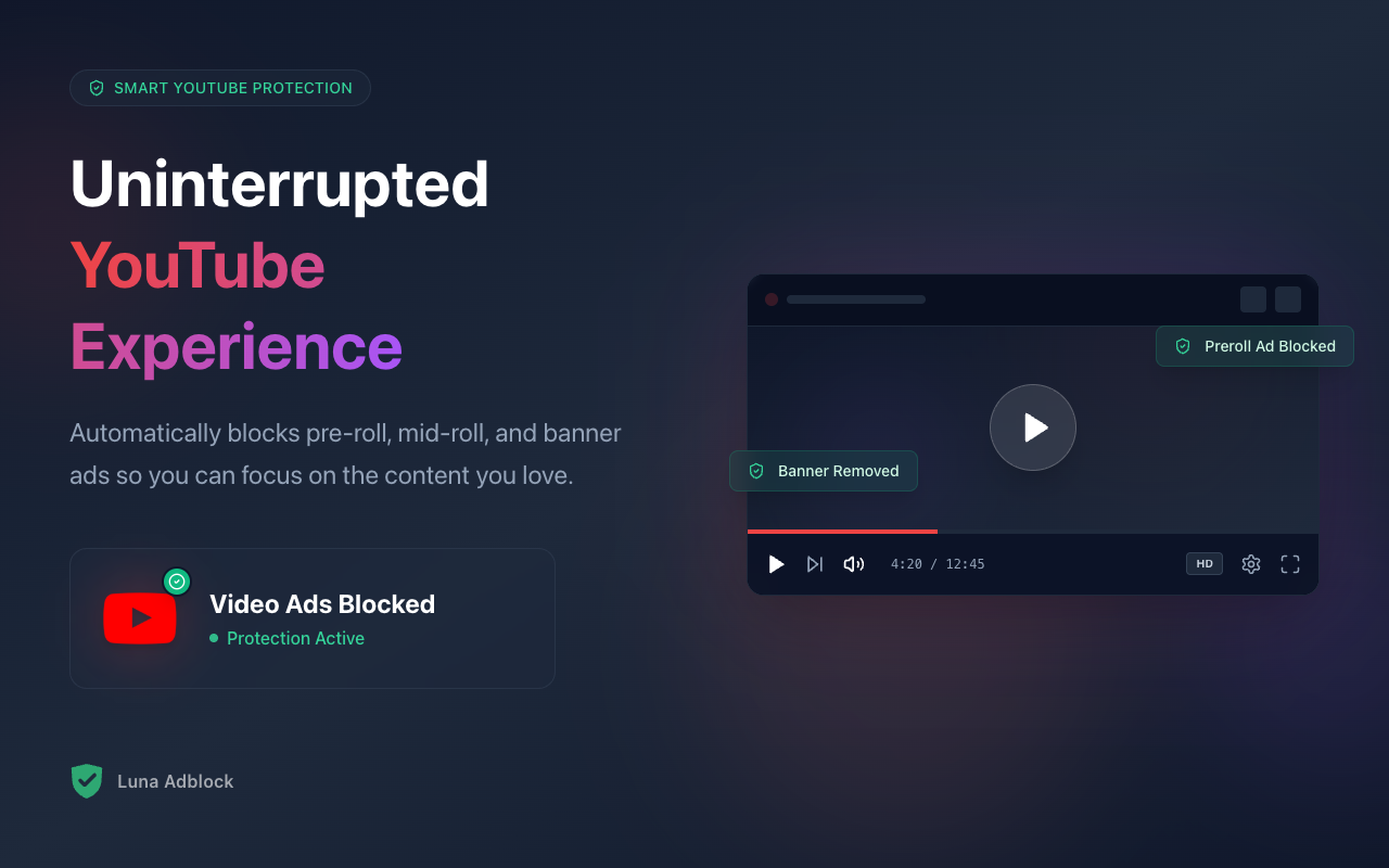 Luna Adblock for Youtube & Websites - 截图 2