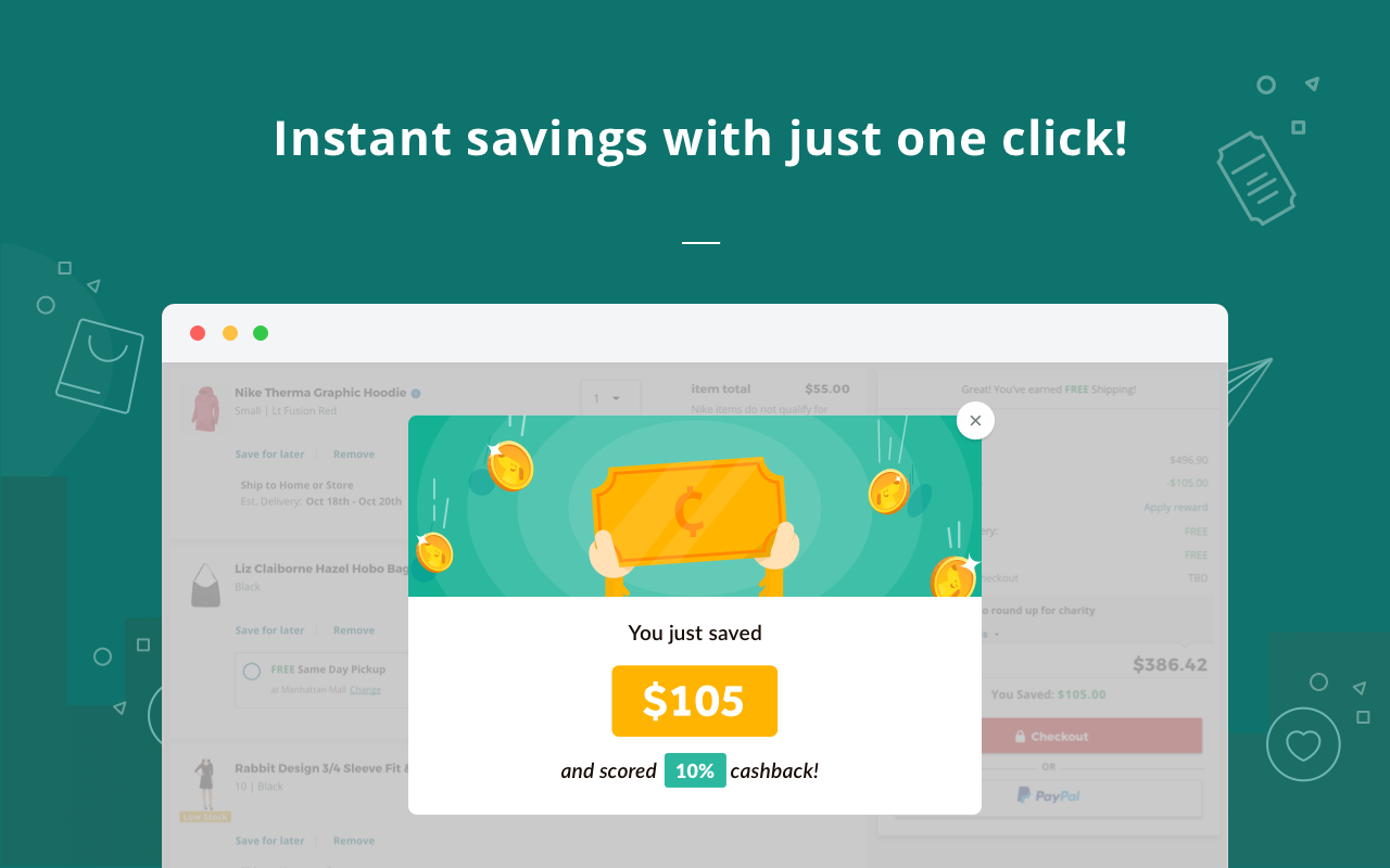 Cently: Automatic Coupons + Cashback for Free - 截图 3