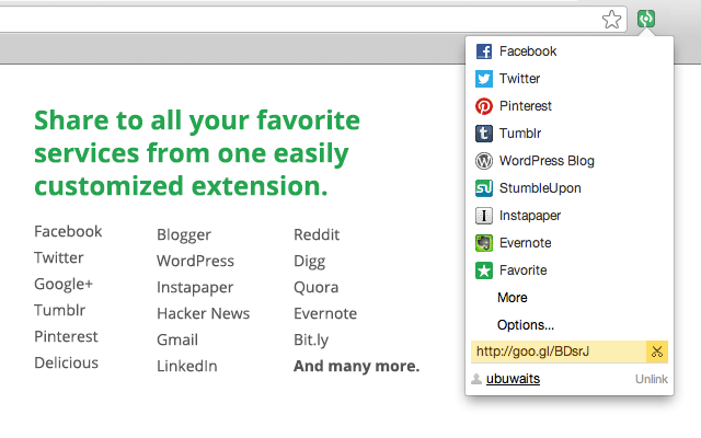 Shareaholic for Google Chrome - 截图 1