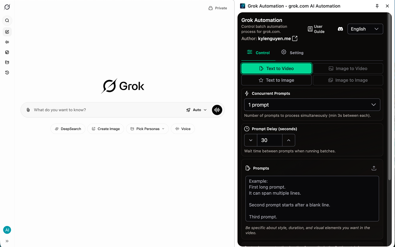 Grok Automation - Auto Grok on Grok.com - 截图 1