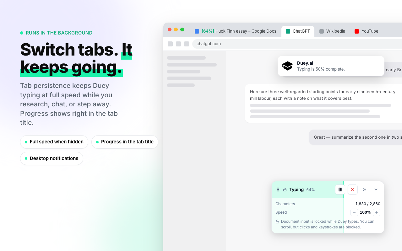 Auto Typer & Typing Simulator for Google Docs, Slides & Word — Duey.ai - 截图 4