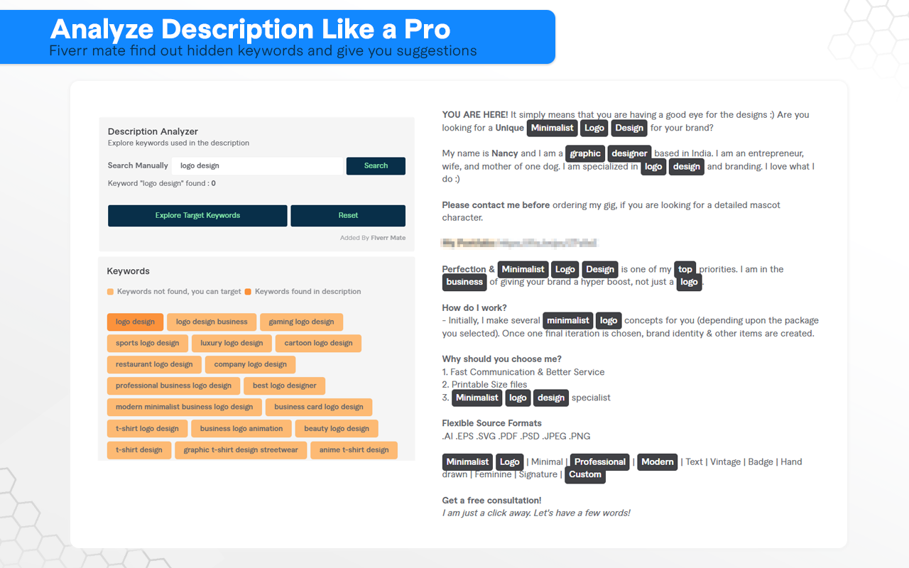 Fiverr Mate:Fiverr Gig SEO Tool - 截图 3