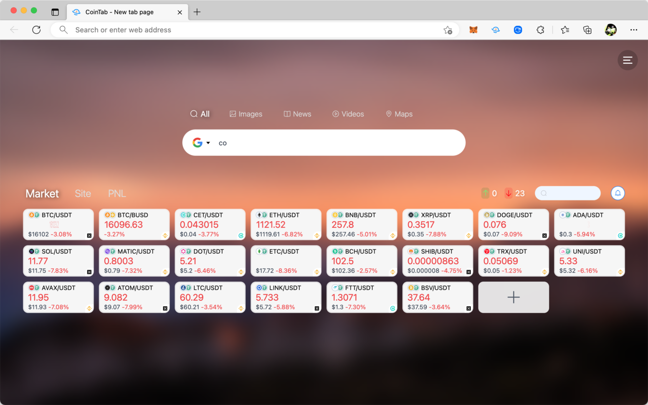 CoinTab 新标签页 - 截图 1