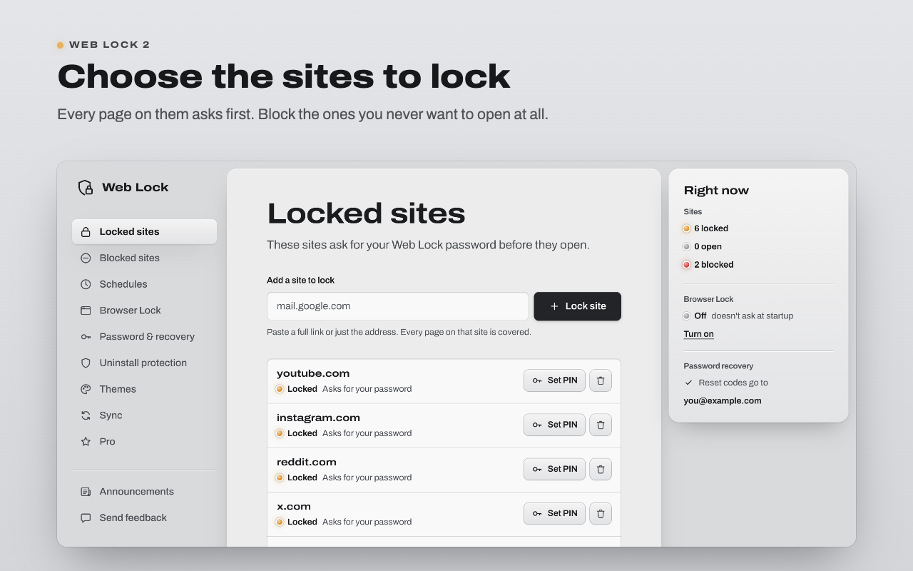 Web Lock | App lock for websites - 截图 3