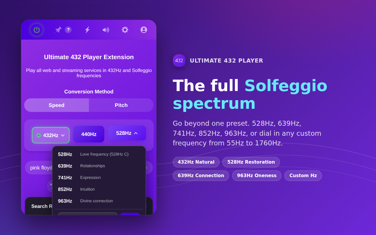 Ultimate 432Hz Converter: 432Hz, 528Hz, Solfeggio - Spotify, YouTube, Tidal - 截图 1