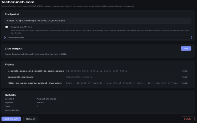 WebToAPI — turn any page into a JSON API - 截图 4