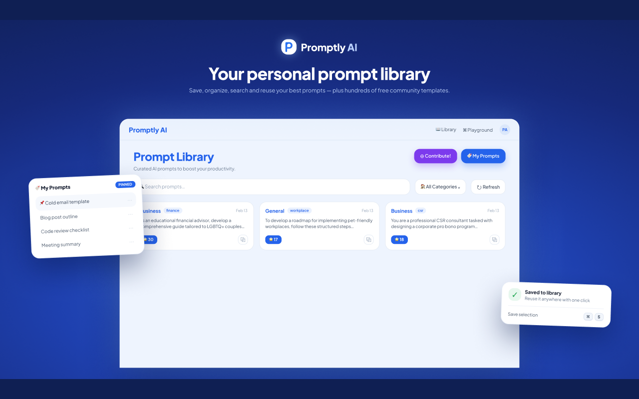Promptly – AI Prompt Enhancer & Manager for ChatGPT, Claude, Gemini - 截图 3