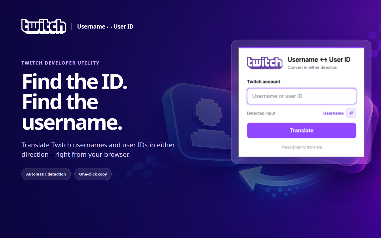 Twitch Username and User ID Translator - 截图 1