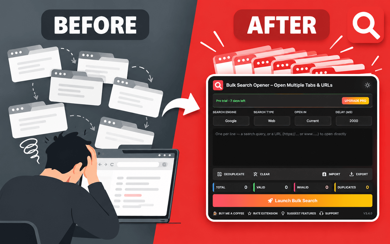Bulk Search Opener – Open Multiple Tabs & URLs - 截图 1