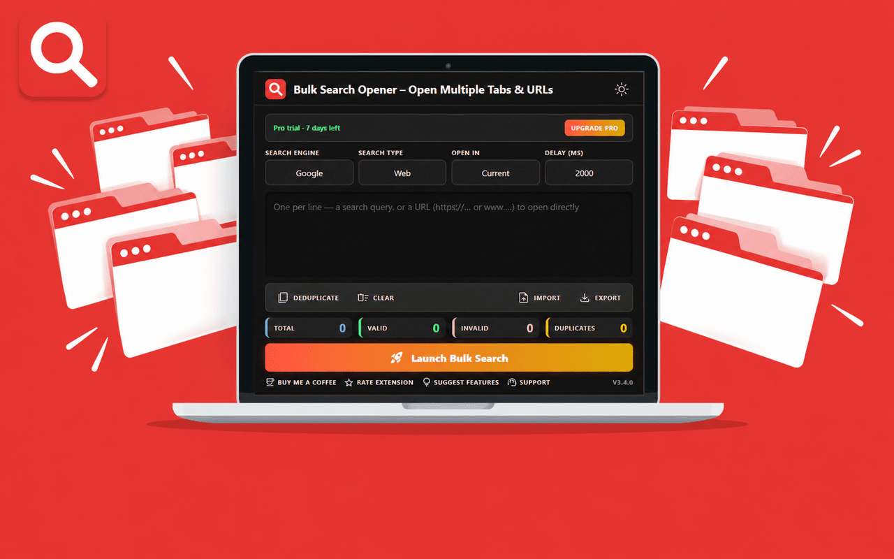 Bulk Search Opener – Open Multiple Tabs & URLs - 截图 4