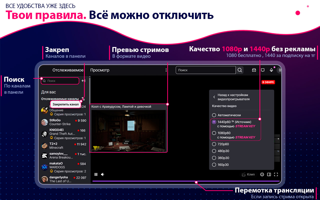 Твич 1080 и 1440 | Вернуть 1080/1440 на Твич от STREAM KEY (не ВПН) - 截图 2