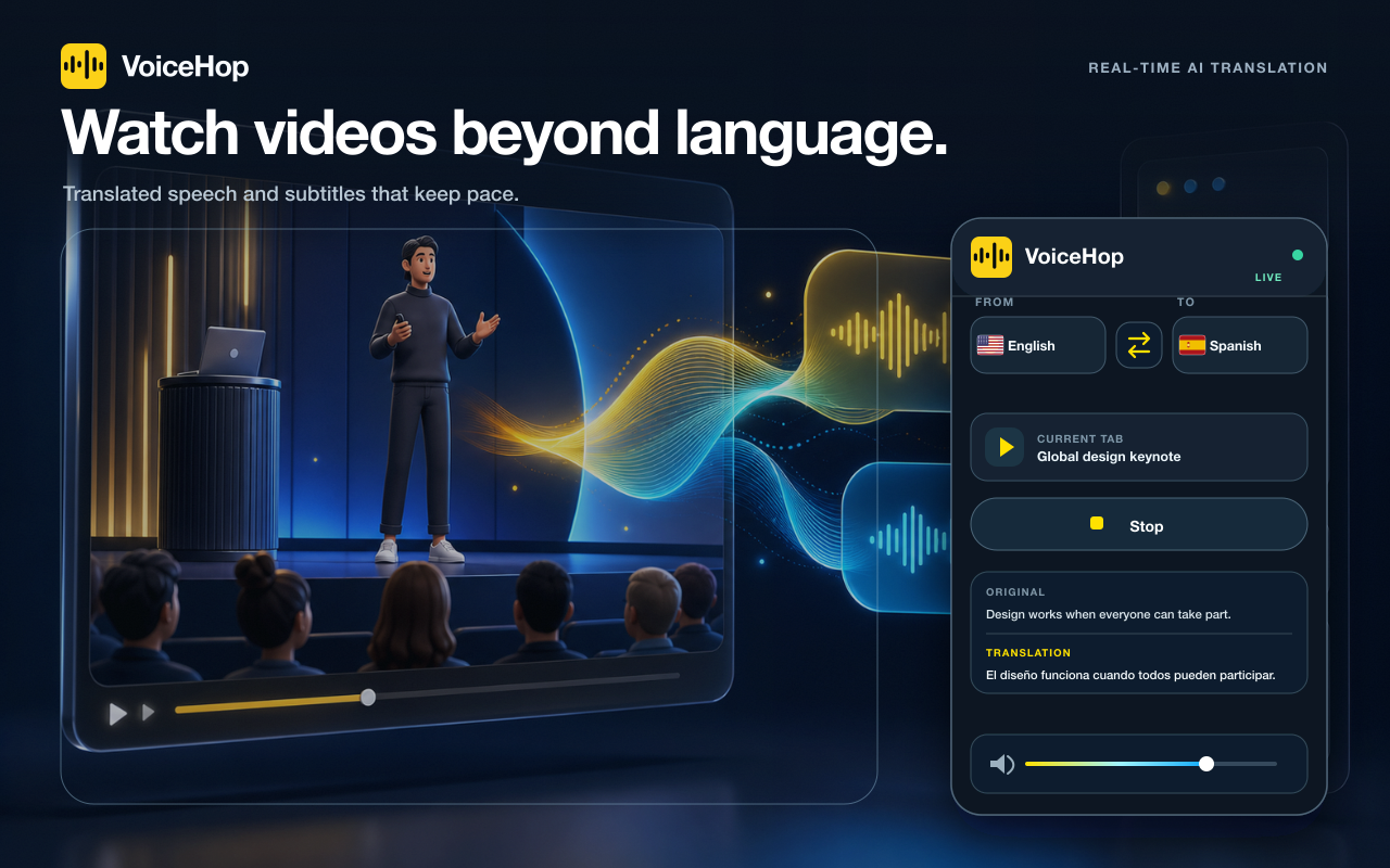 VoiceHop - Real-Time Audio & Video Translation - 截图 2
