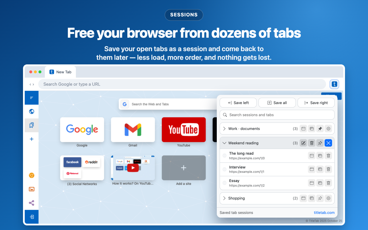 TitleTab - Speed Dial Dashboard - 截图 3