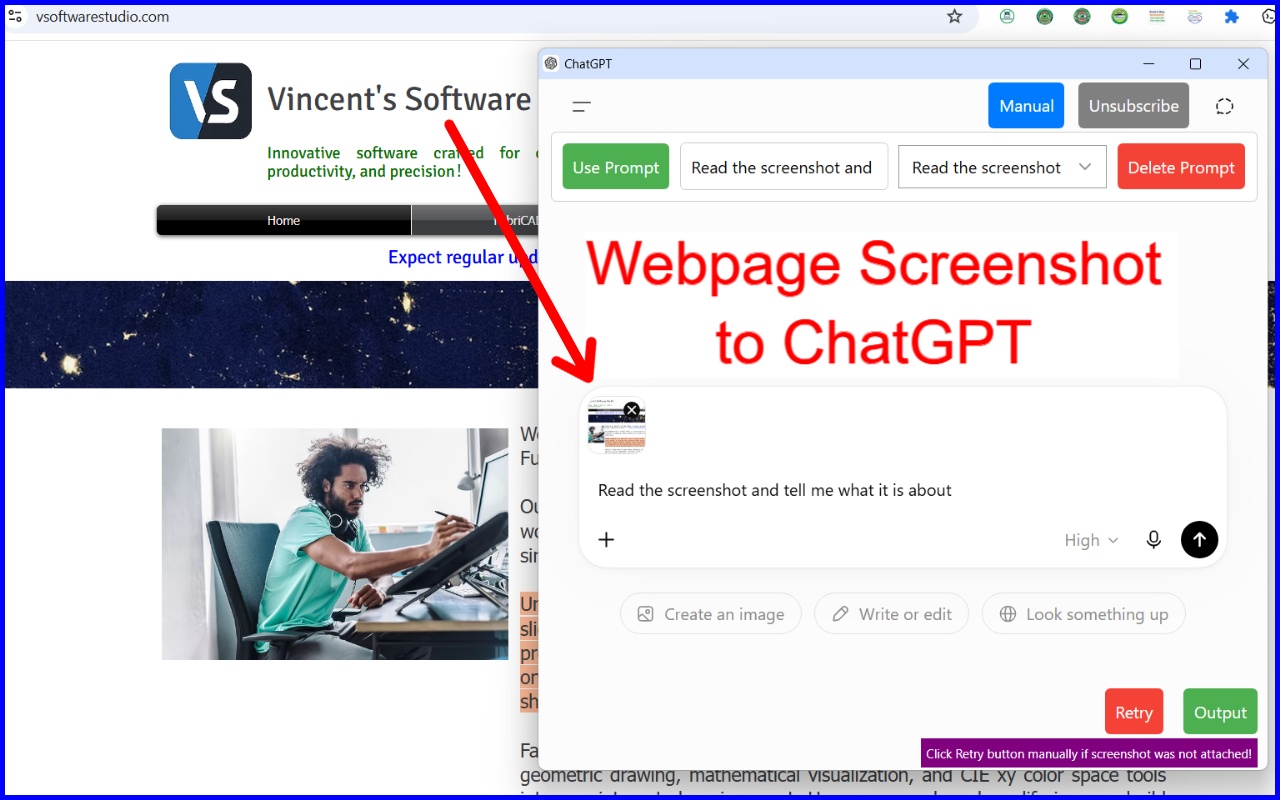 ChatGPT Visioner for Screenshot Reading and Analysis - 截图 1