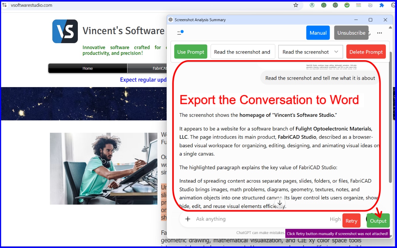 ChatGPT Visioner for Screenshot Reading and Analysis - 截图 3