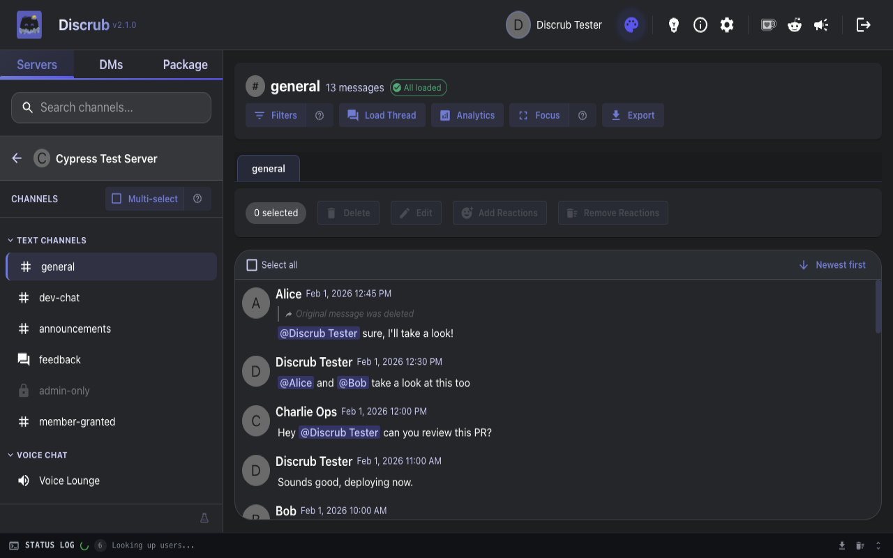 Discrub - Discord Message Manager - 截图 1