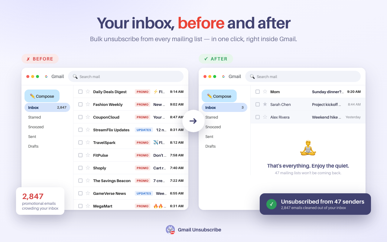 Gmail Unsubscribe - bulk email unsubscription - 截图 4