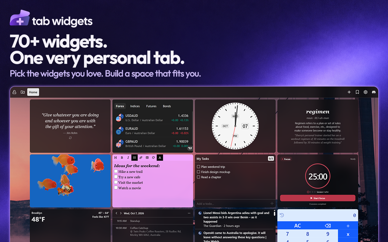 Tab Widgets - Custom New Tab Dashboard - 截图 2